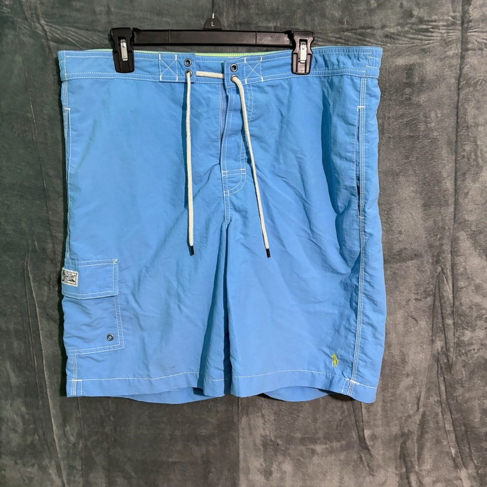 Polo Ralph Lauren Shorts Mens Medium Blue Swim trunks board Shorts Mesh Netting